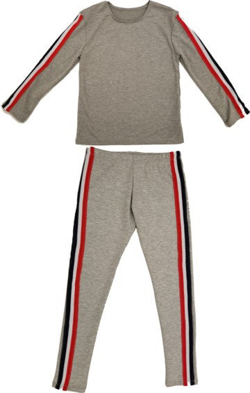 KIDS RED/WHITE/BLUE STRIPE SIDE LEGGINGS SET