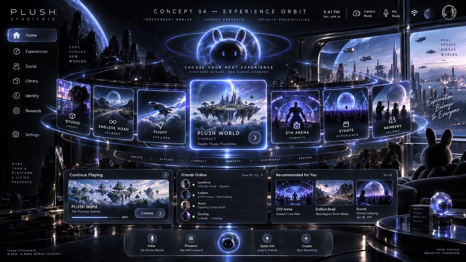 Owner-supplied PLUSH Experience Orbit visual reference. This is the original image, not a screenshot of the implementation.
